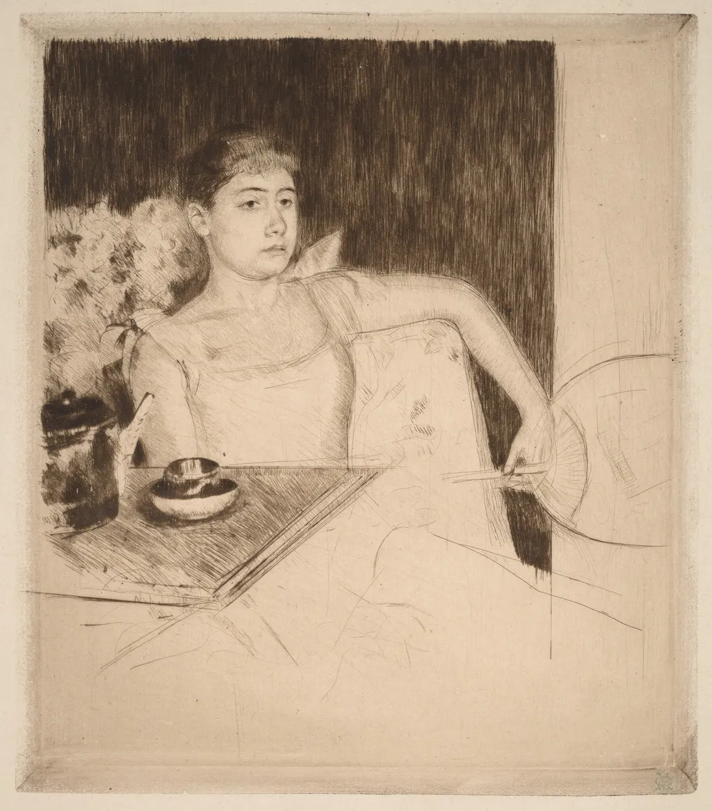 Tea, by Mary Cassatt, ink, 1890