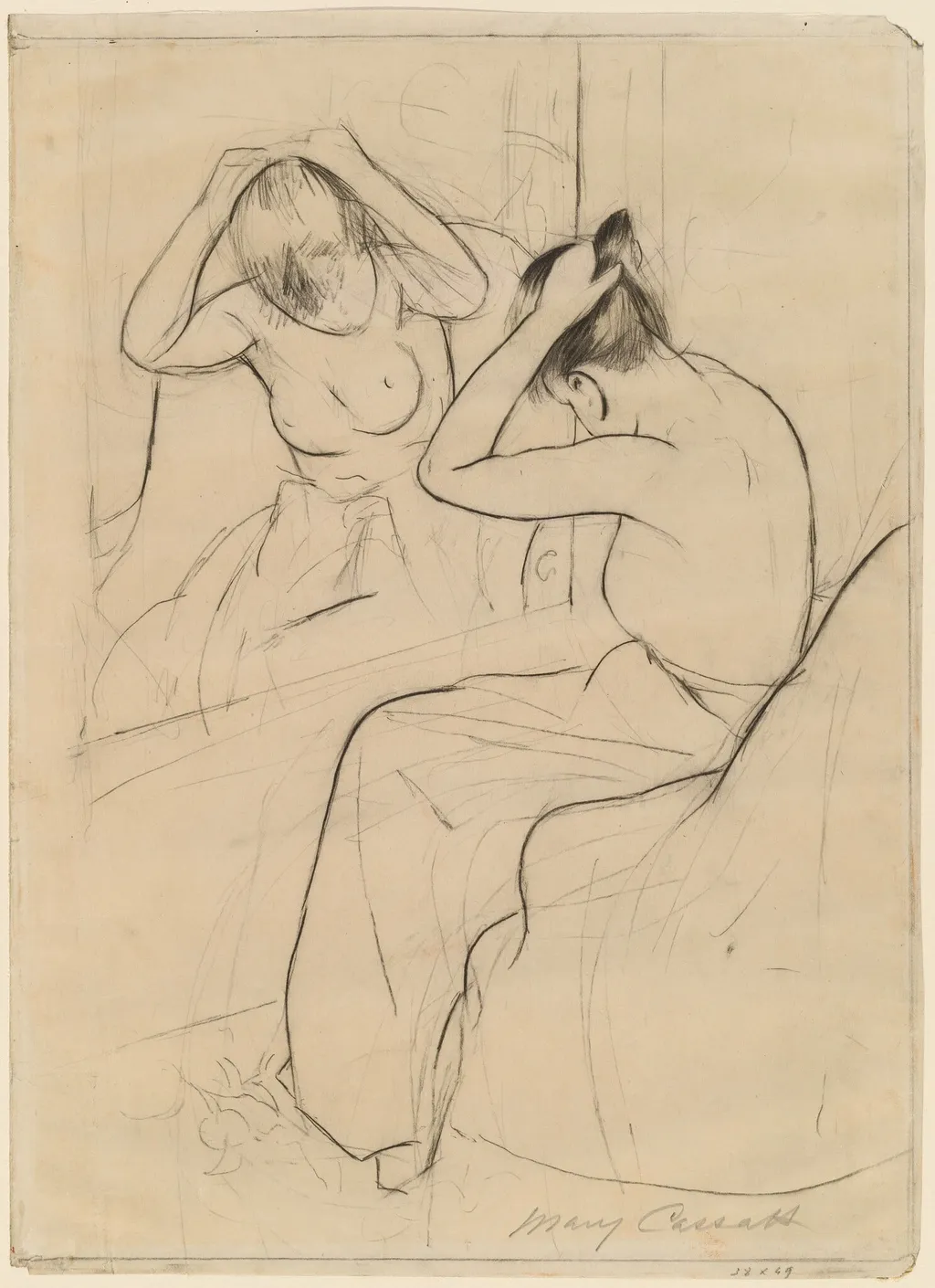 The Coiffure, by Mary Cassatt, graphite, 1890