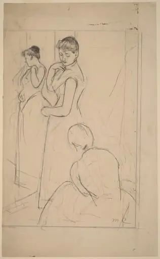 The Fitting [recto], by Mary Cassatt