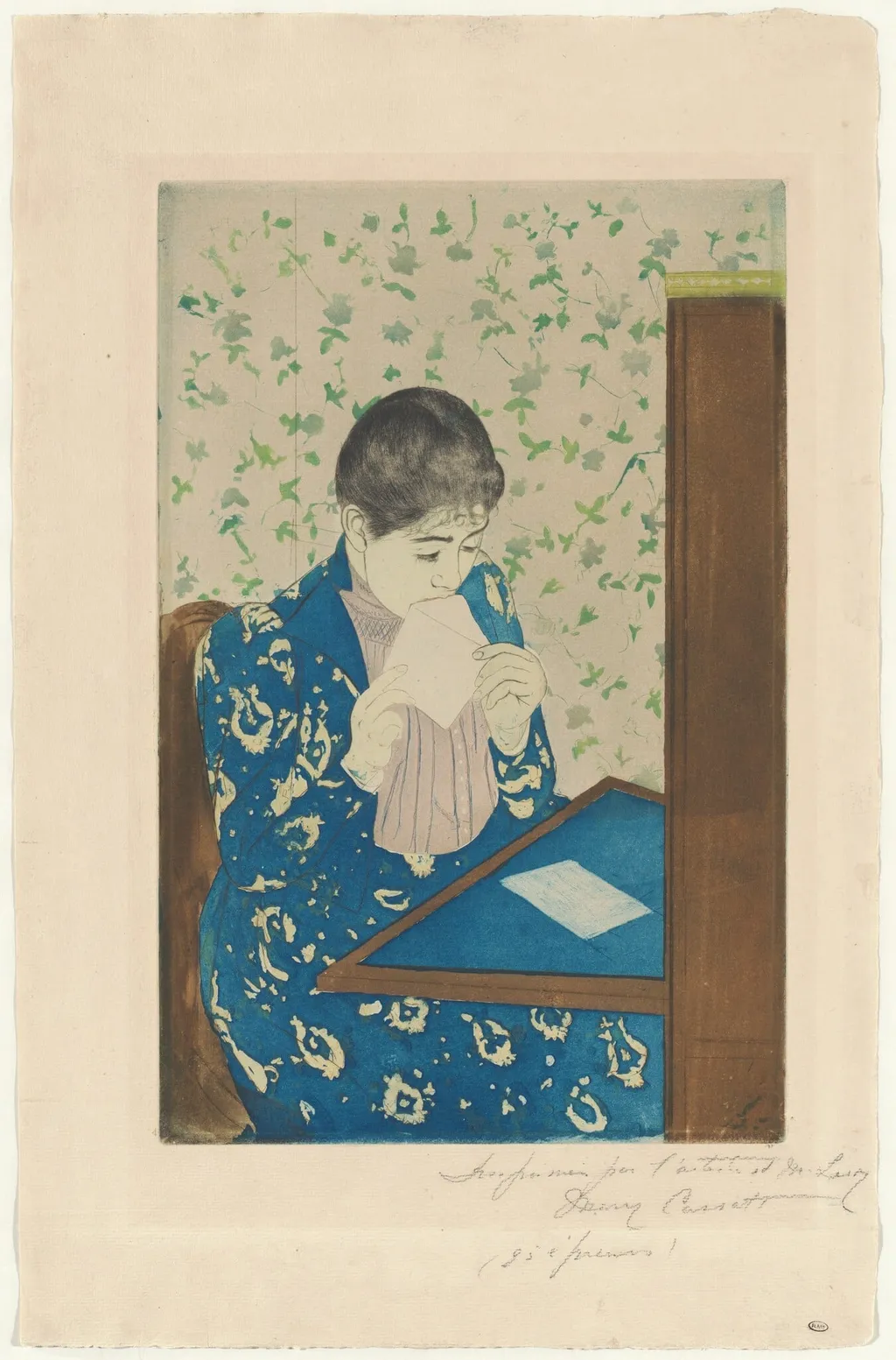 The Letter, by Mary Cassatt, ink, 1890