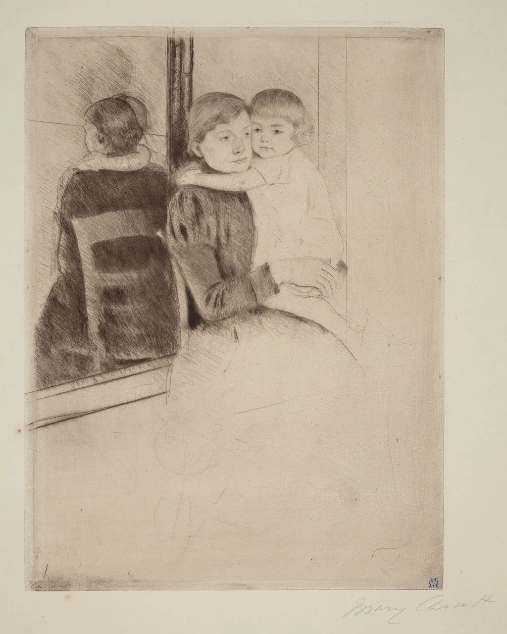 The Mirror, by Mary Cassatt, ink, 1891