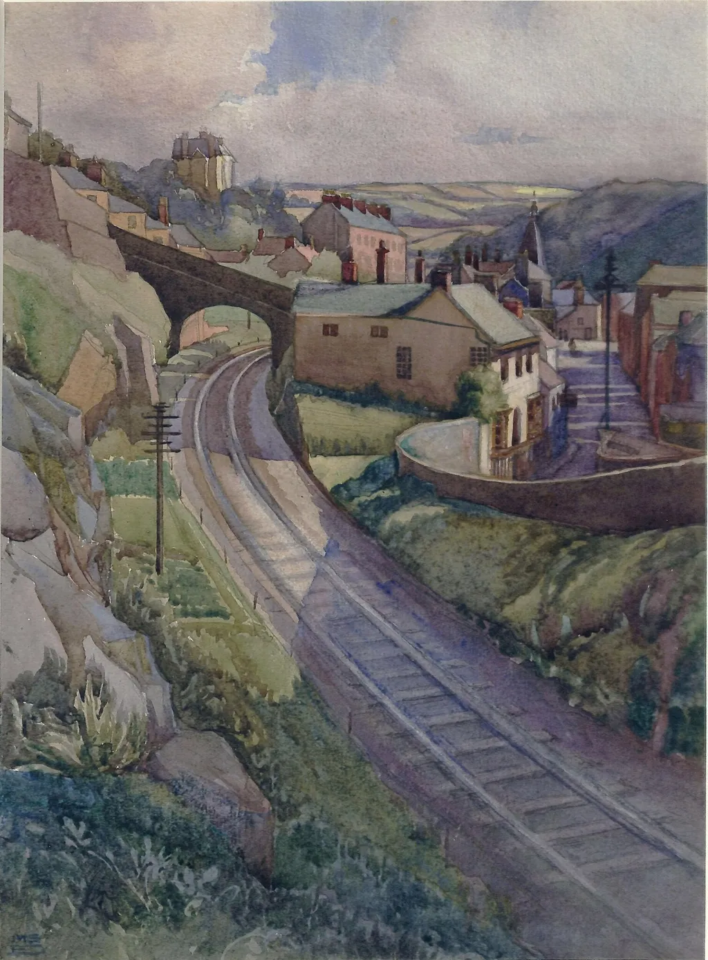 Approaching Bideford Station, by Mary Stella Edwards, watercolor, 1926