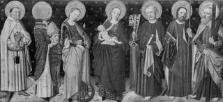 Mary with the child flanked by six saints