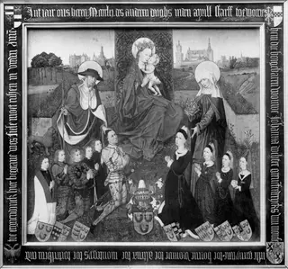 Mary with the child, two saints and a donor family