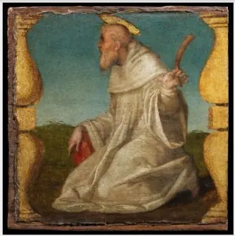 Set of 4 panels: Saint Francis, Saint Lawrence, Saint Jerome, Saint Benedict, by Maso da San Friano