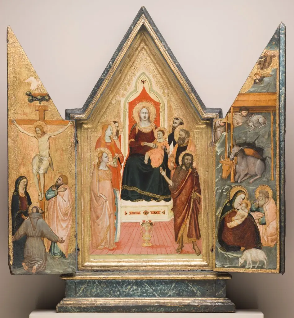 Virgin Enthroned with Saints, Nativity and Crucifixion, by Maso di Banco