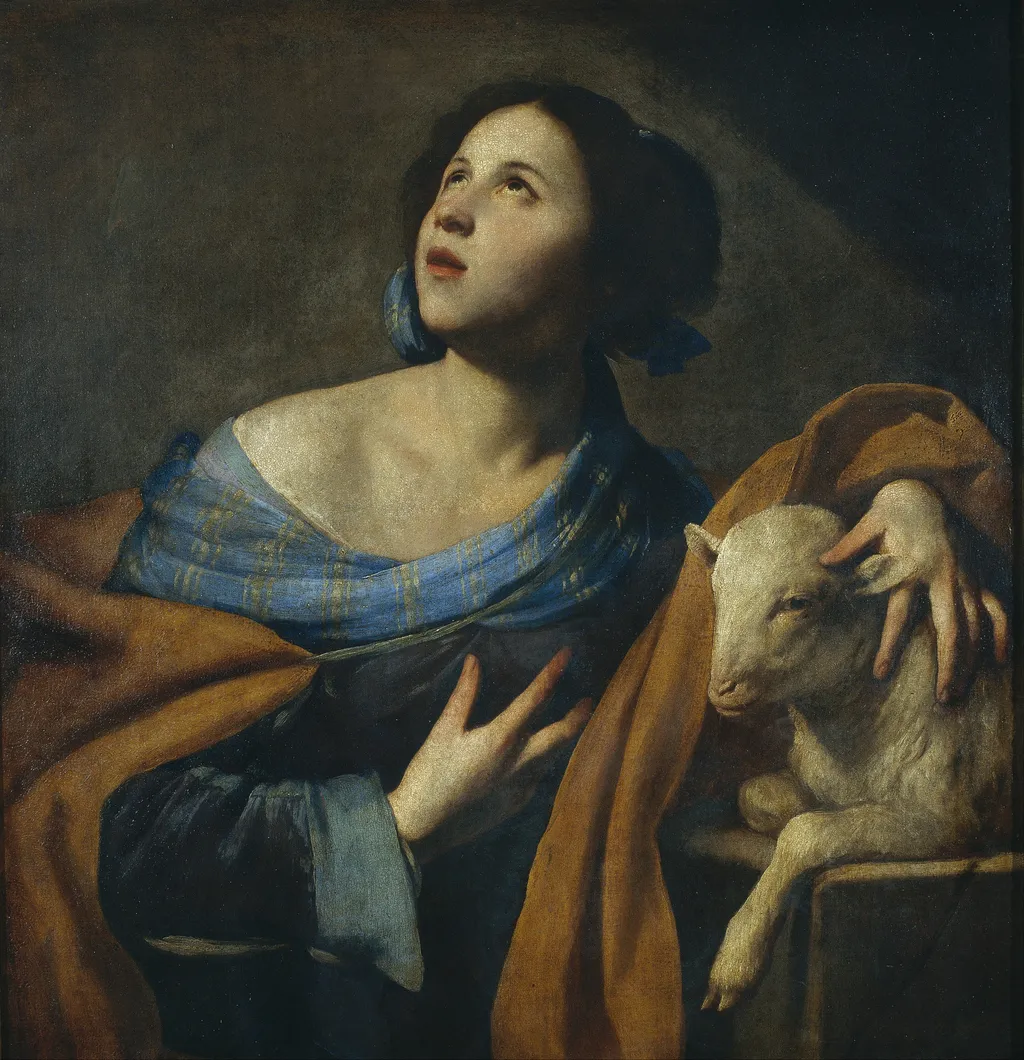 Saint Agnes, by Massimo Stanzione, oil, 1635