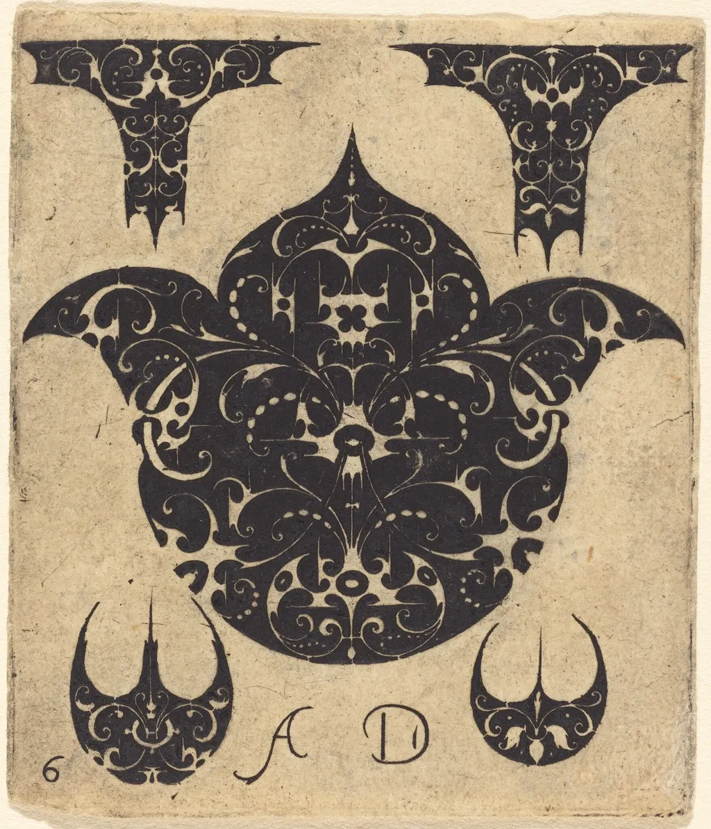Ornament, by Master AD, ink, 1564