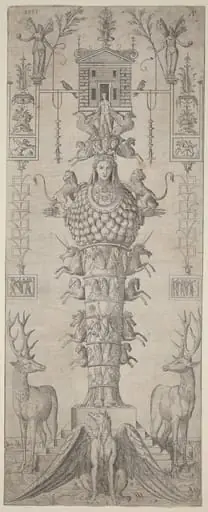 A Grotesque with Diana of Ephesus and Diverse Animals, by Master AP