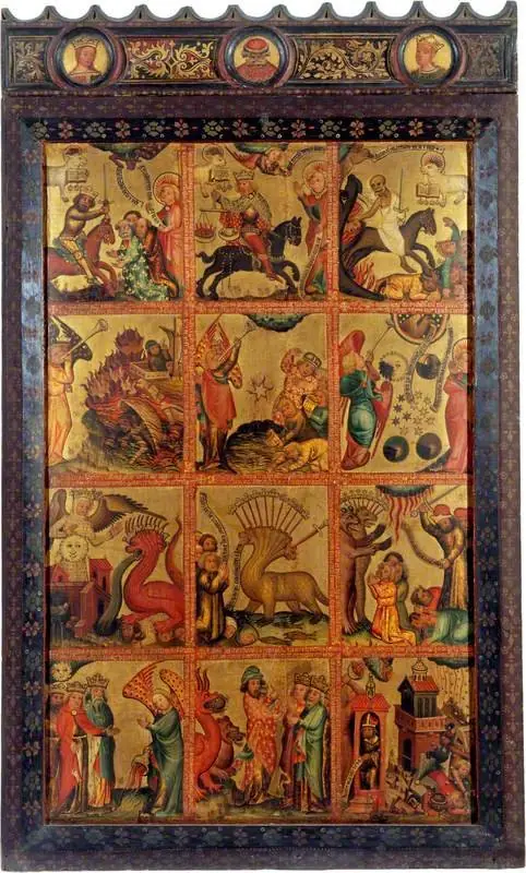 12 Scenes of the Apocalypse (triptych altarpiece, right wing, inner), by Master Bertram
