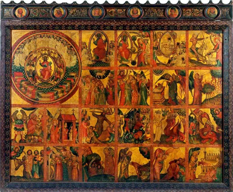 21 Scenes of the Apocalypse (triptych altarpiece, centre panel), by Master Bertram