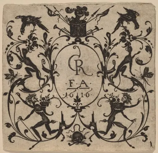 Ornament with Grotesque, by Master CR