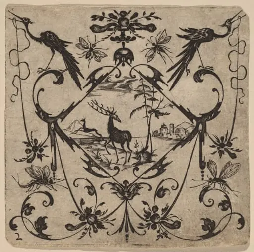 Ornament with Grotesque, by Master CR