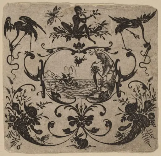 Ornament with Grotesque, by Master CR