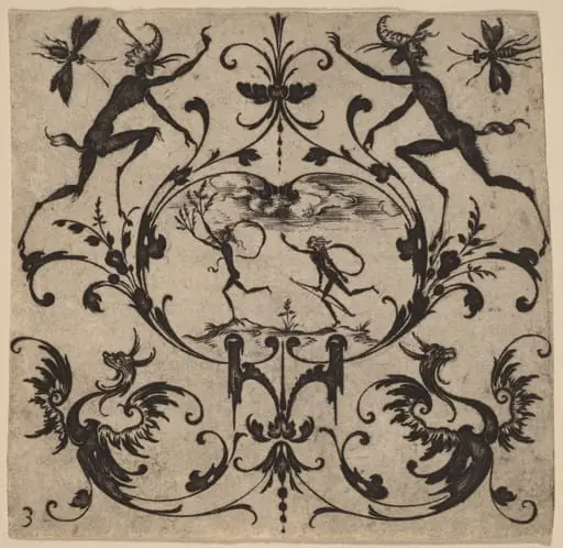 Ornament with Grotesque, by Master CR