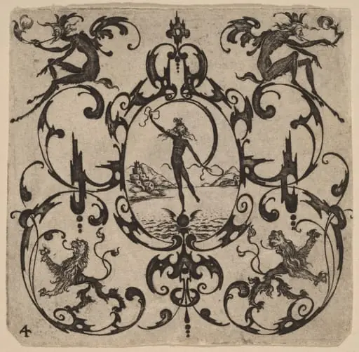 Ornament with Grotesque, by Master CR