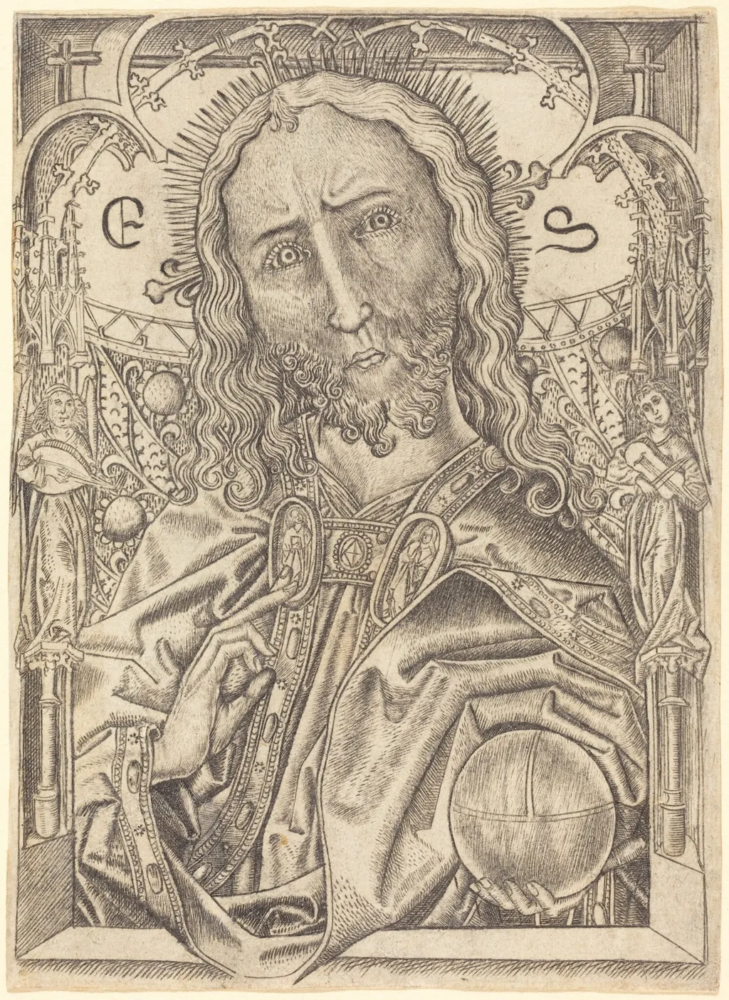 Christ as Saviour, by Master E.S., ink, 1467
