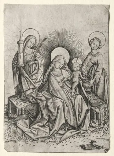 Madonna and Child in a Garden between St. Barbara and st. Dorothy, by Master E.S.