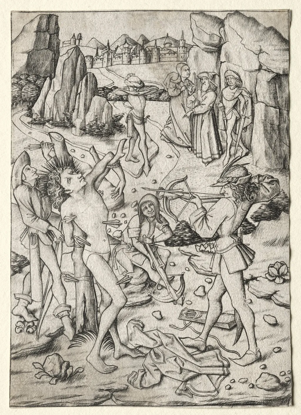 The Martyrdom of St. Sebastian, by Master E.S., 1458