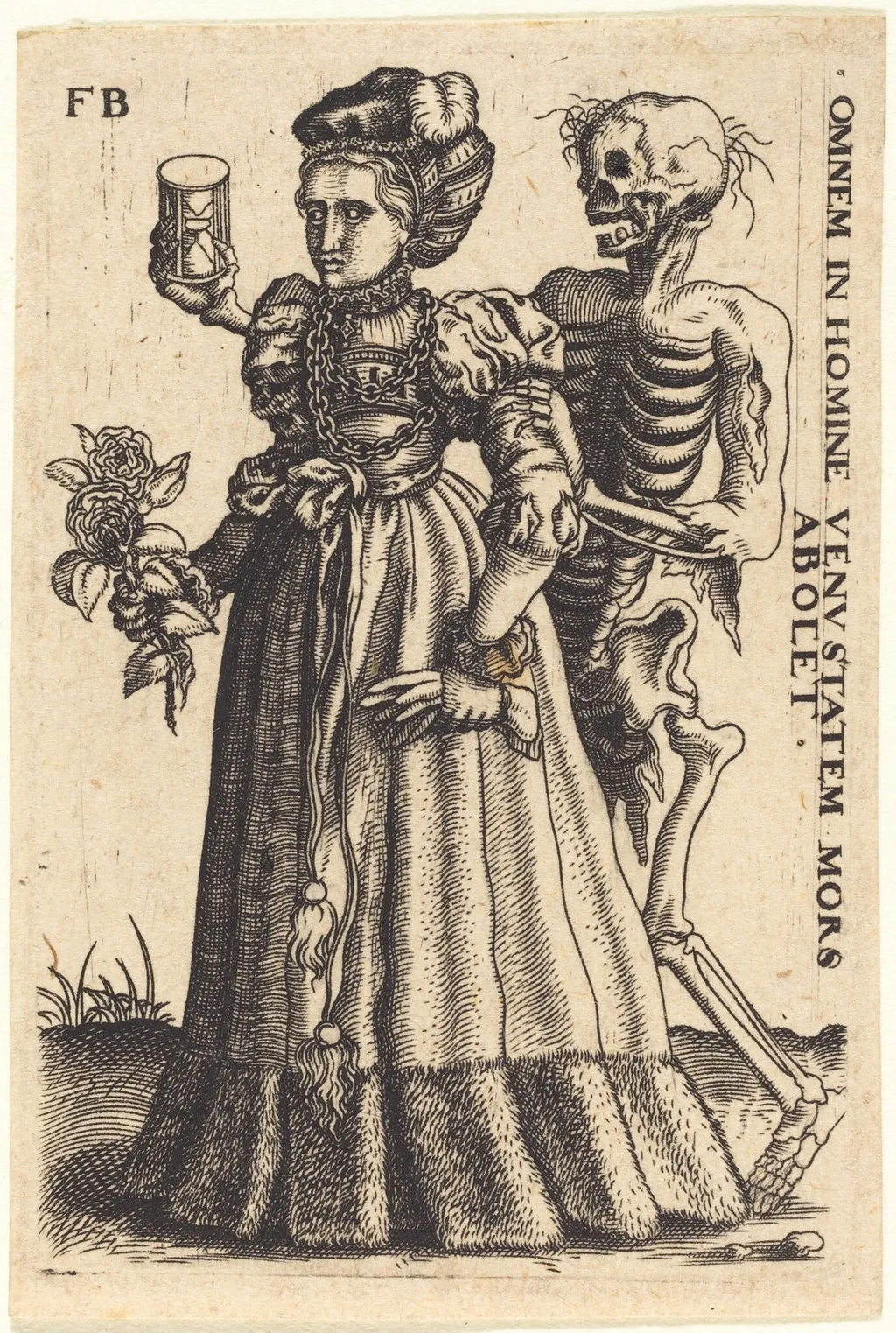 Young Woman and Death, by Master F.B., ink