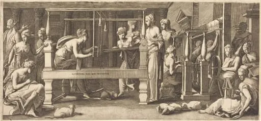 Penelope and Her Maids Weaving