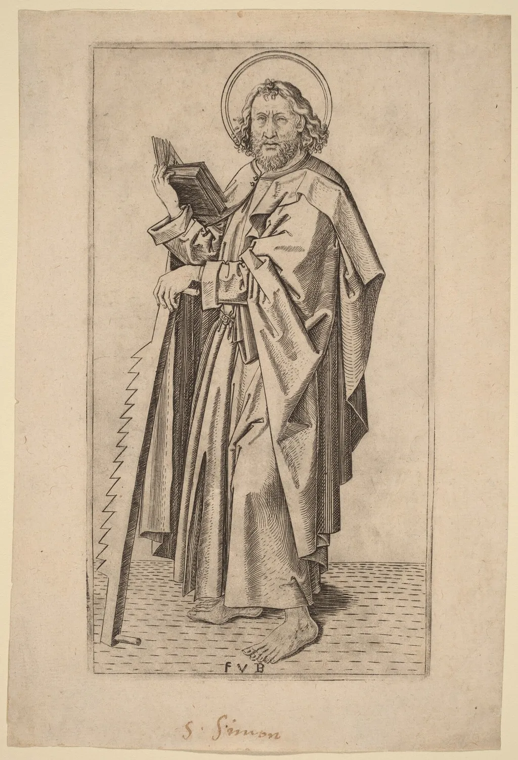 Saint Judas Thaddaeus, by Master FVB, ink, 1495