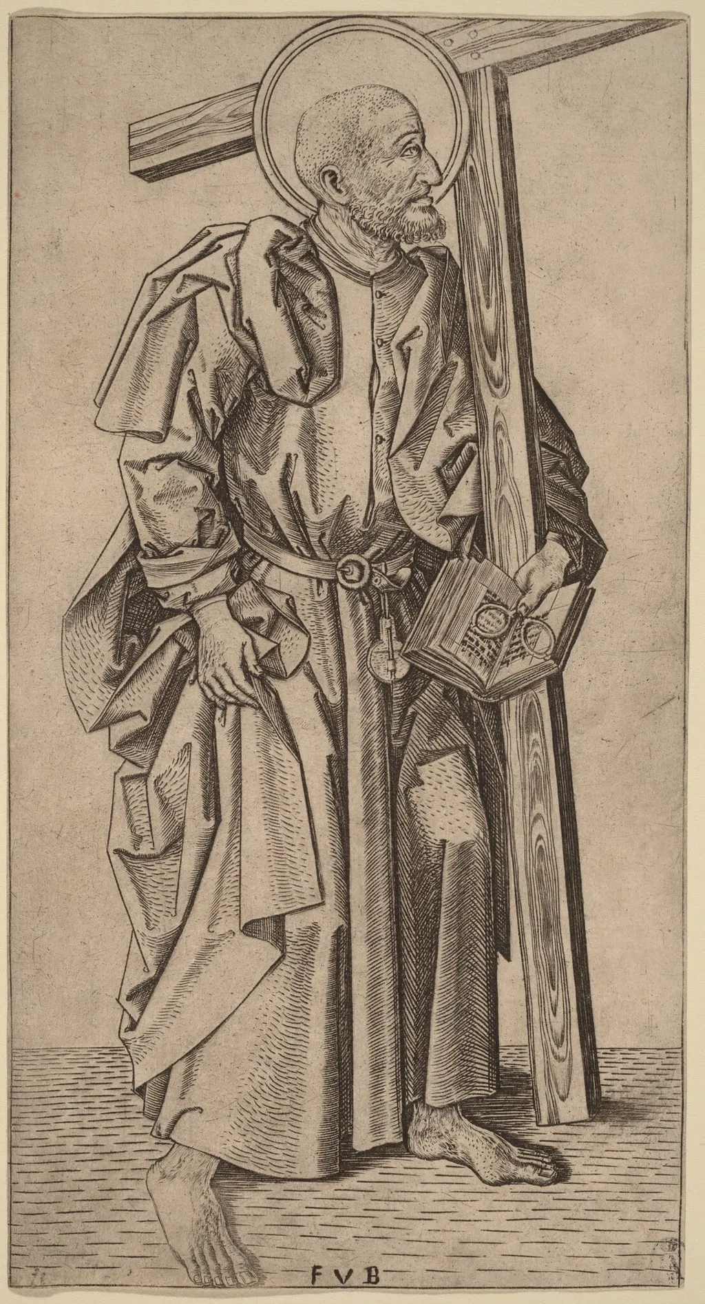 Saint Simon, by Master FVB, ink, 1495