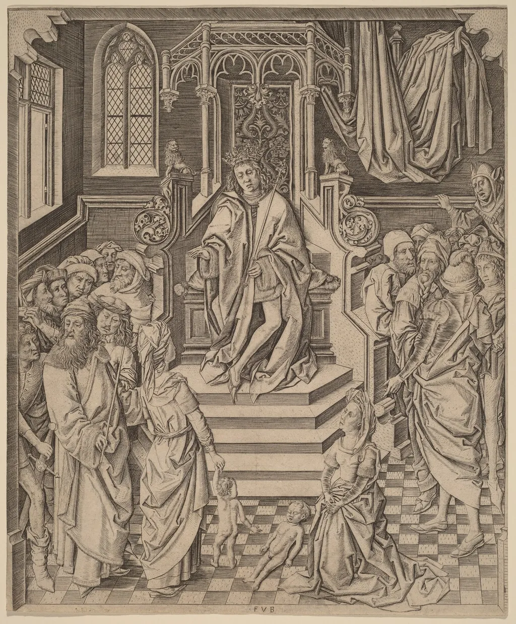 The Judgment of Solomon, by Master FVB, ink, 1480