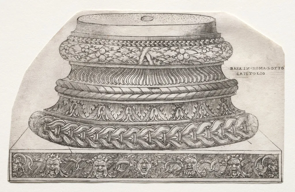 Base and Capital with Putti (base), by Master G. A. with the man-trap, 1538