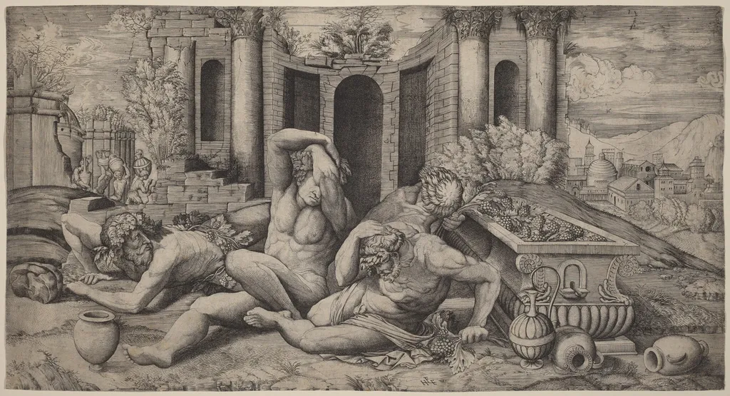The Wine Bibbers, by Master HFE, ink, 1515