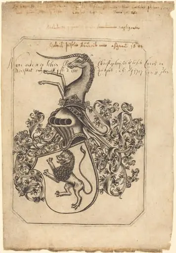 Coat of Arms with a Lion and Unicorn, by Master hw