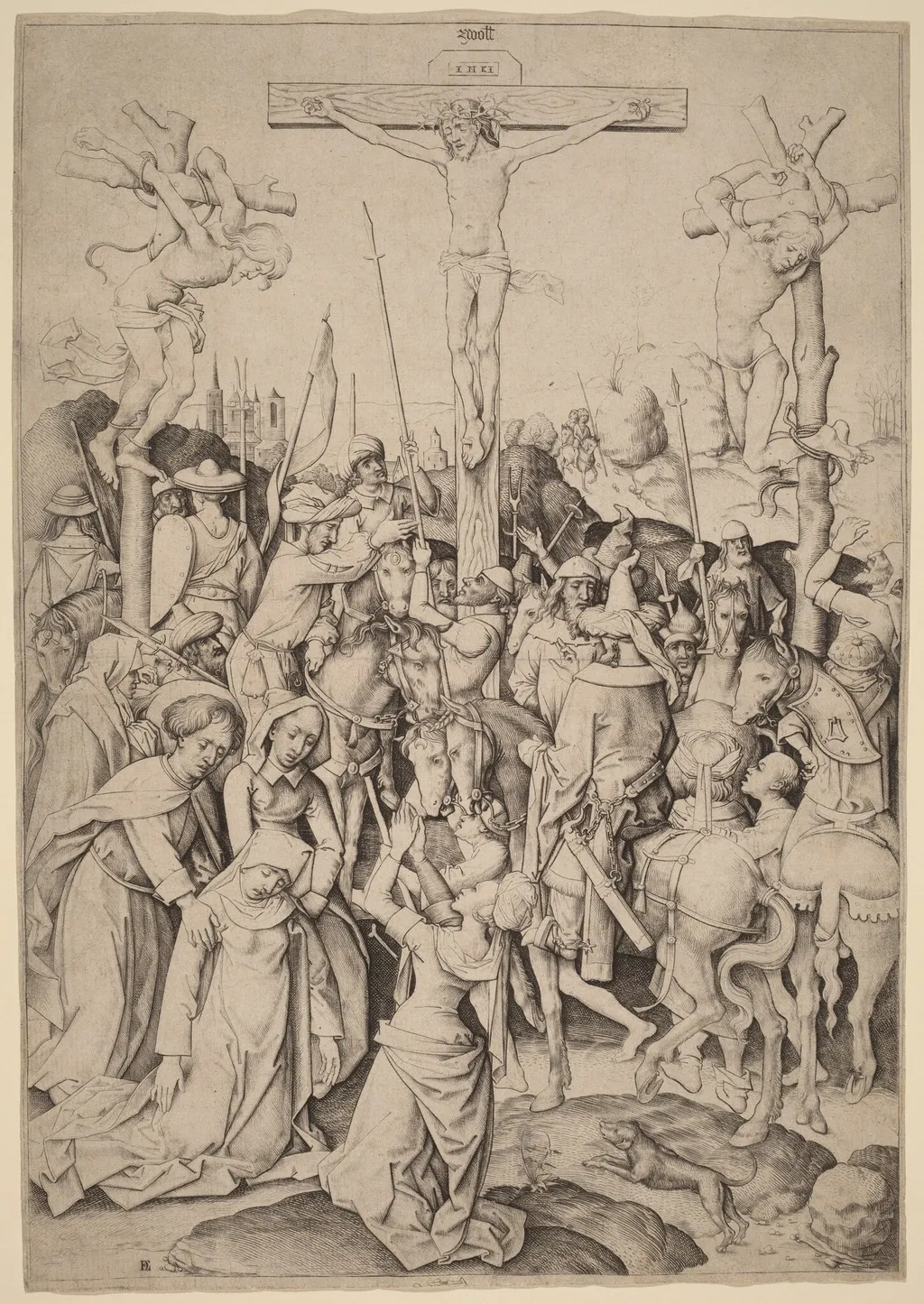 The Mount of Calvary, by Master I.A.M. of Zwolle, ink, 1480