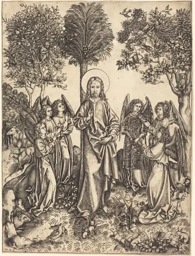 Christ in the Wilderness Served by Angels, by Master i.e.