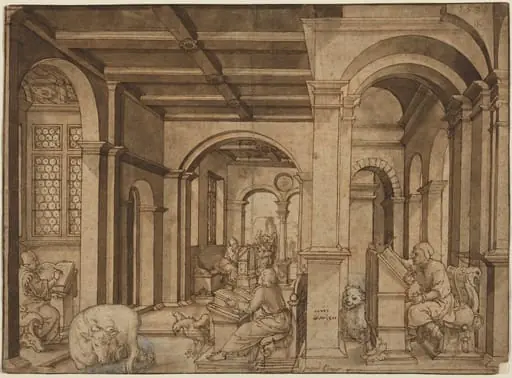 Four Evangelists in a Scriptorium, by Master I.K.