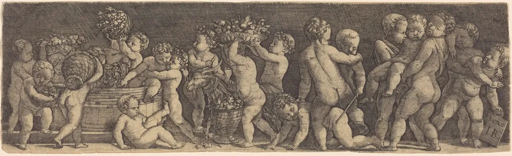 Children Harvesting Grapes, by Master IB, ink, 1516