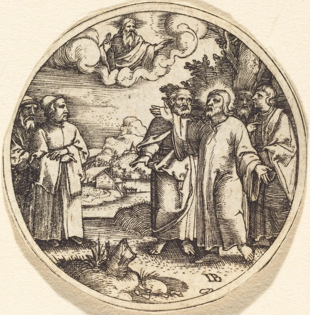 Christ with Three of His Apostles, by Master IB, ink, 1516