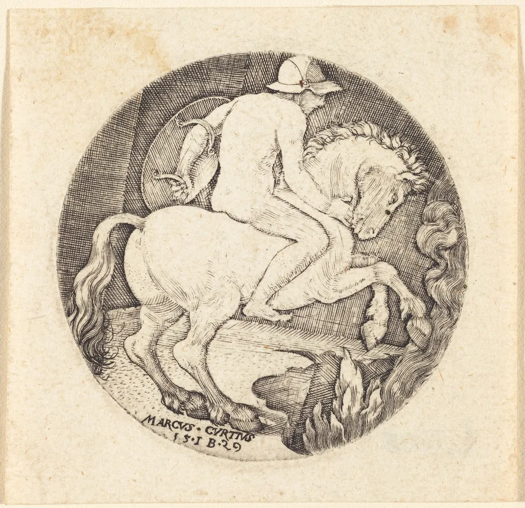 Marcus Curtius, by Master IB, ink, 1529