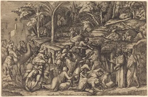 Moses Striking the Rock, by Master IV