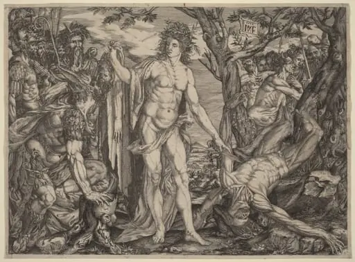 Apollo and Marsyas, by Master MF