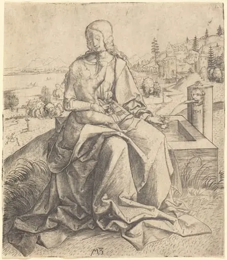 Madonna and Child at a Fountain, by Master MZ