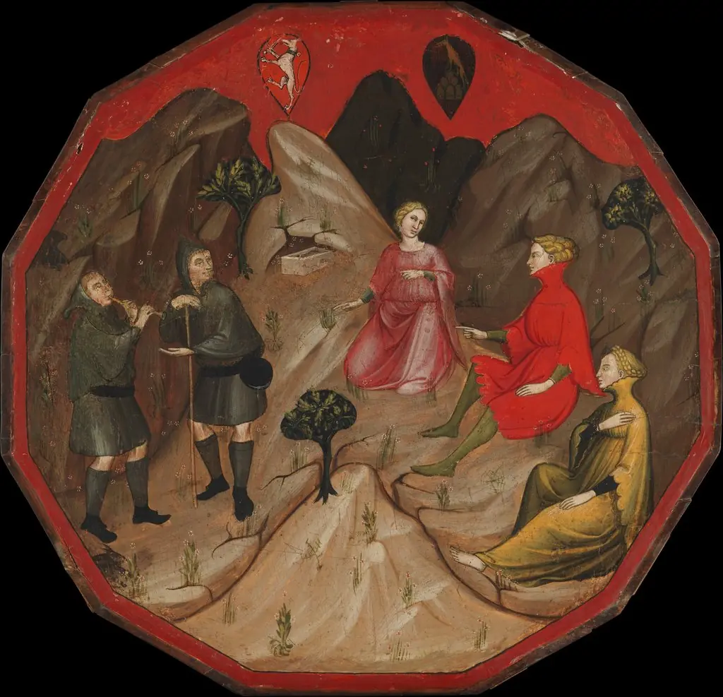 A Contest between the Shepherds Alcesto and Acaten, by Master of 1416, 1410