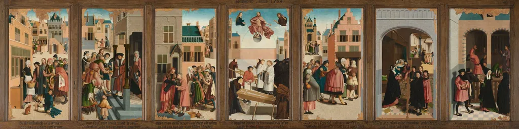 De zeven werken van barmhartigheid, by Master of Alkmaar, unspecified, 1504