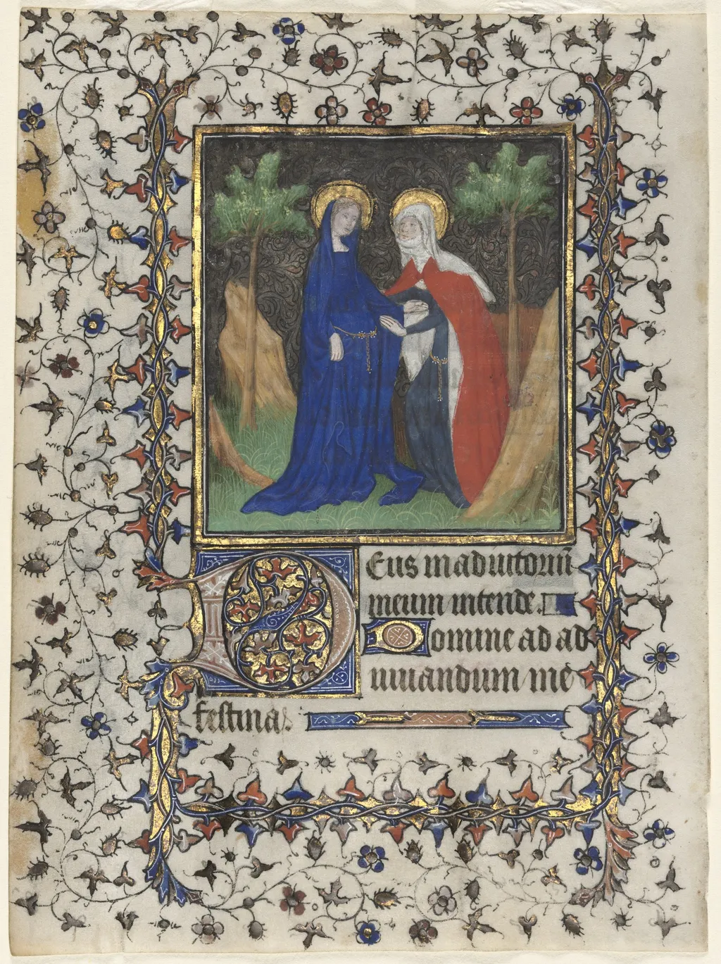 Leaf from a Book of Hours: The Visitation, by Master of Boucicaut, unspecified, 1415