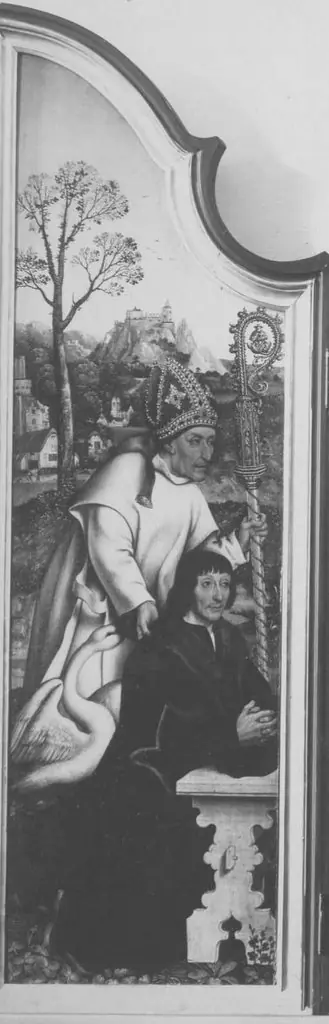 Beweinungsaltar: Hl. Hugo von Lincoln mit Stifter, by Master of Frankfurt