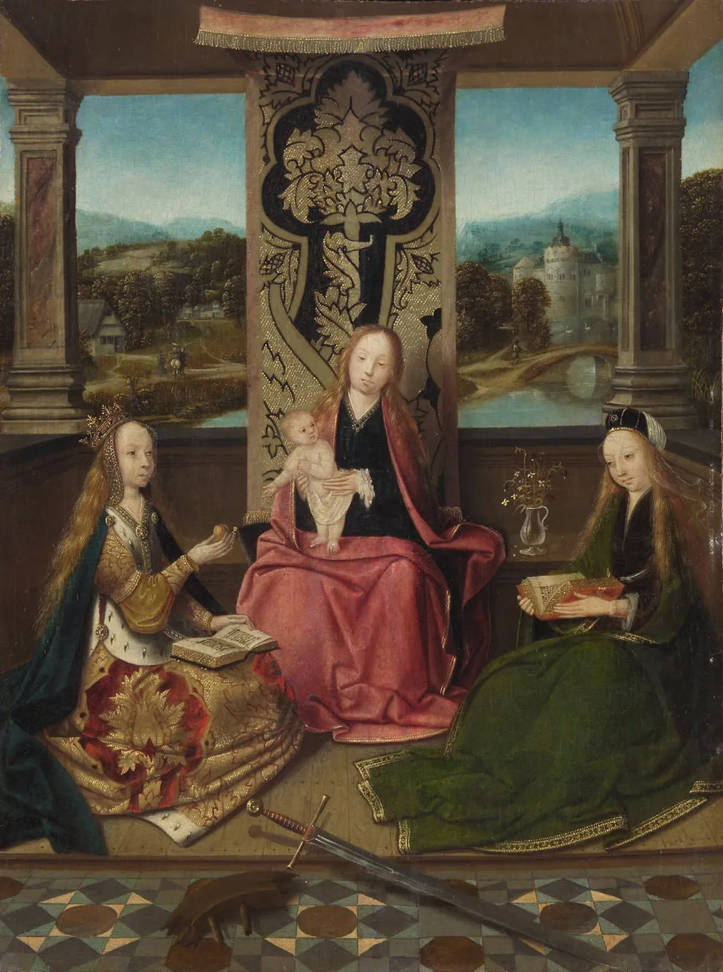 Madonna and Child with Saints Catherine and Barbara, by Master of Hoogstraeten, oil, 1510