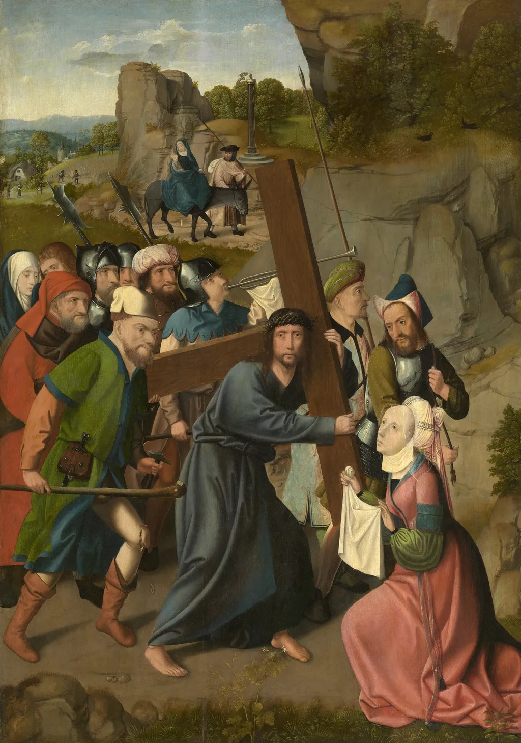 The Bearing of the Cross and the Flight into Egypt, by Master of Hoogstraeten, oil, 1500