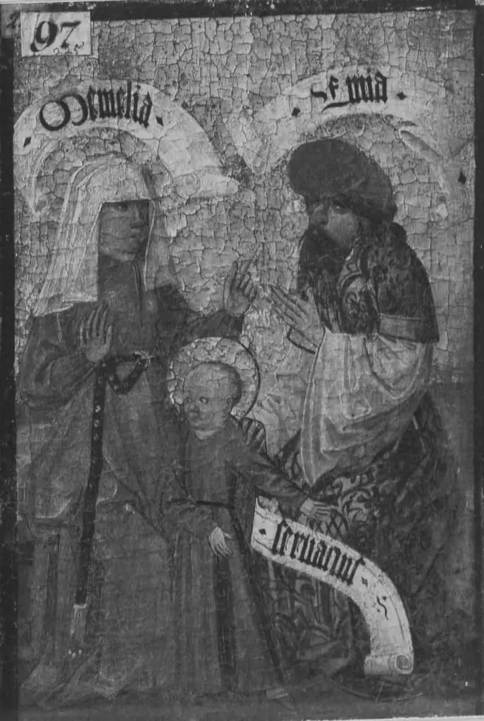 Second Kirchheim clan altar: Memelia and Enim with Servatius