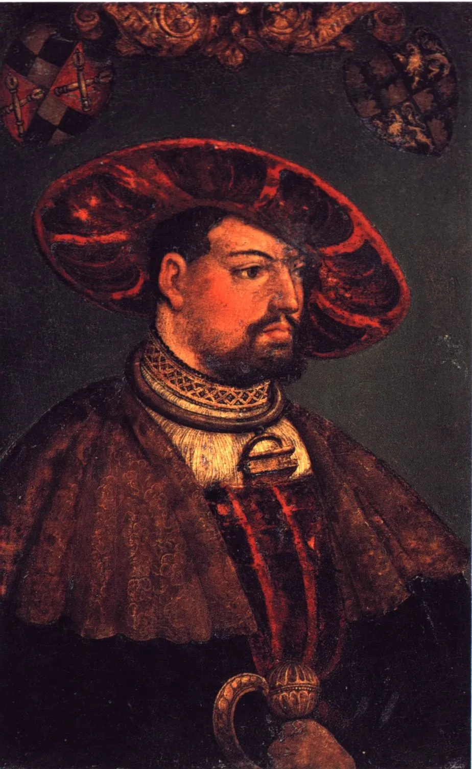 Painting of Eitelfriedrich III von Zollern (1520), by Master of Messkirch, wood, 1520