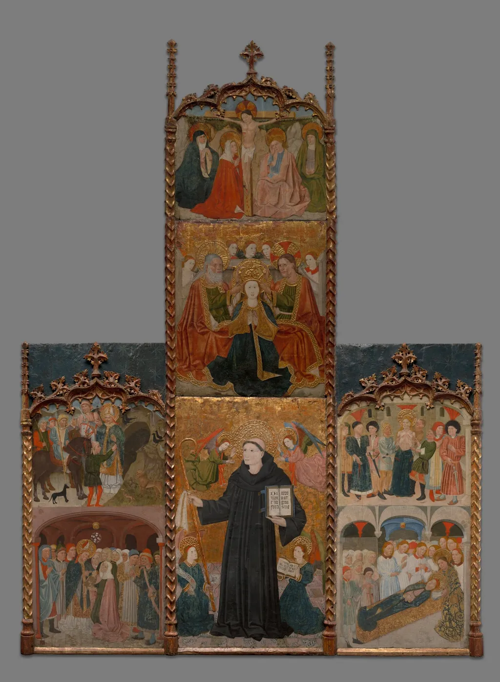 Retable of Saints Athanasius, Blaise, and Agatha, by Master of Riglos, tempera, 1440