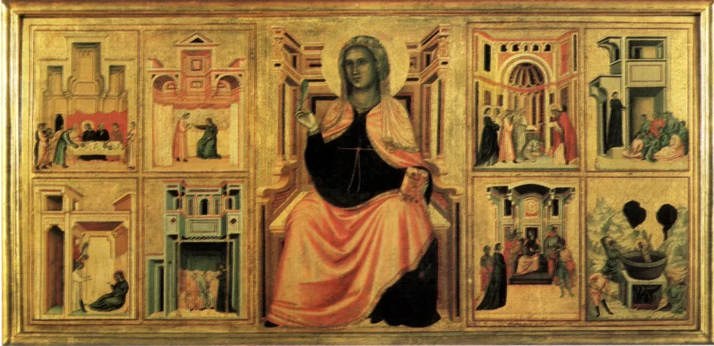 Saint Cecilia and scenes from her life, by Master of Saint Cecilia, tempera, 1304